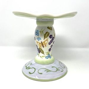 Vintage Capriware Candleholders on a Pedestal Grapes, Flowers and Scroll Design